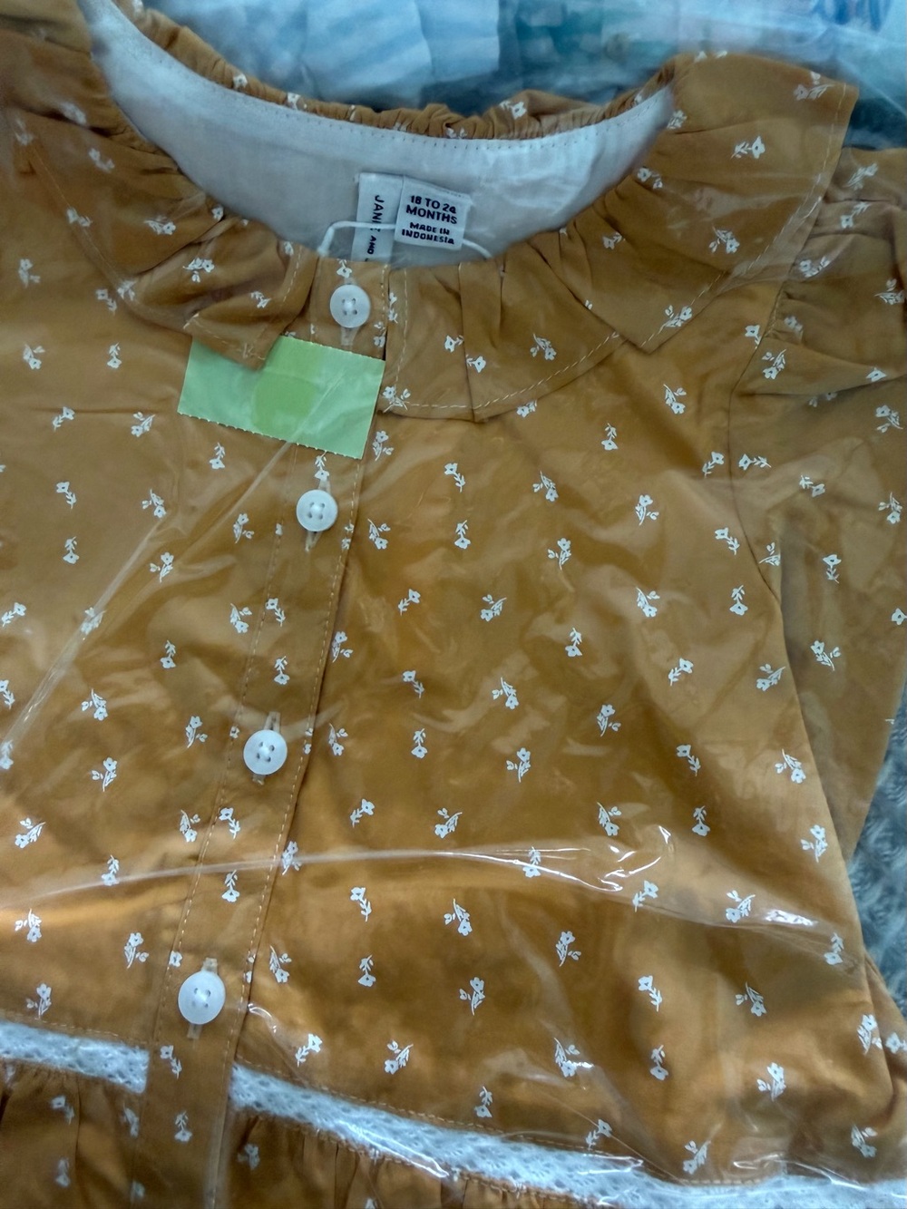 Jamie and Jack 18 to 24 months Ruffle Collar Button-Front dress Mustard Floral
